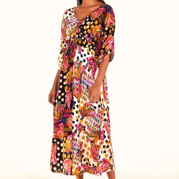 FARM Rio Half and Half Bananatic Print Maxi Dress